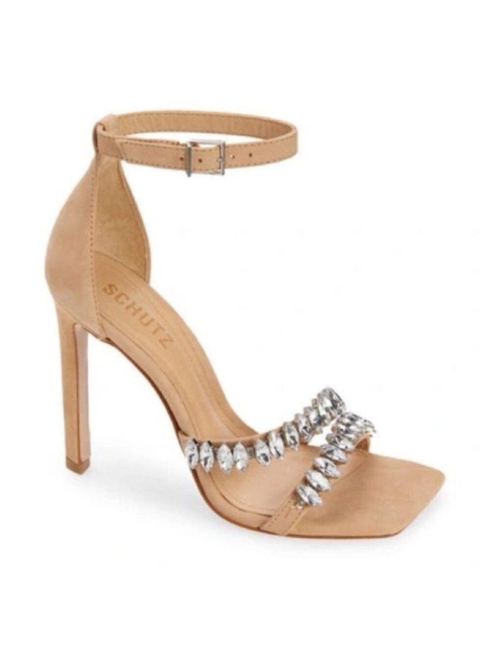 Women’s Shutz Linsey Nubuck Beige Sandal Heels Size 9.5 US! - Picture 1 of 8